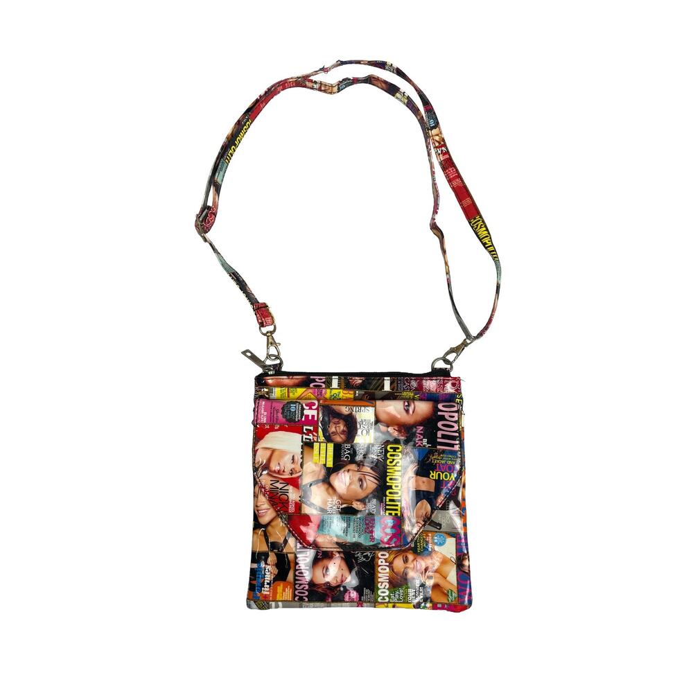 Y2K Vintage Colorful Celebrity Magazine Cover Crossbody Purse Bag 2000 Nostalgic